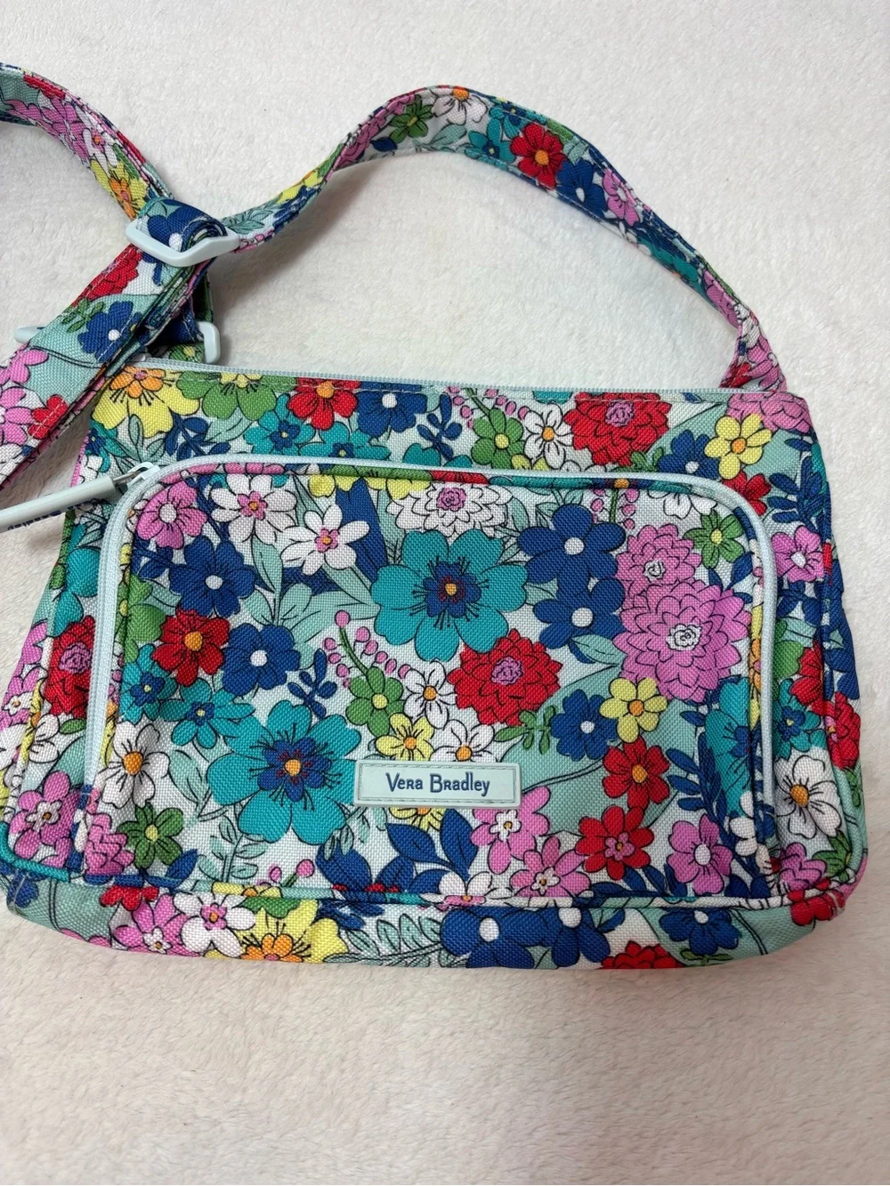 Vera Bradley - Far Out Floral Floral Crossbody Bag in Teal, Pink, Blue & Yellow